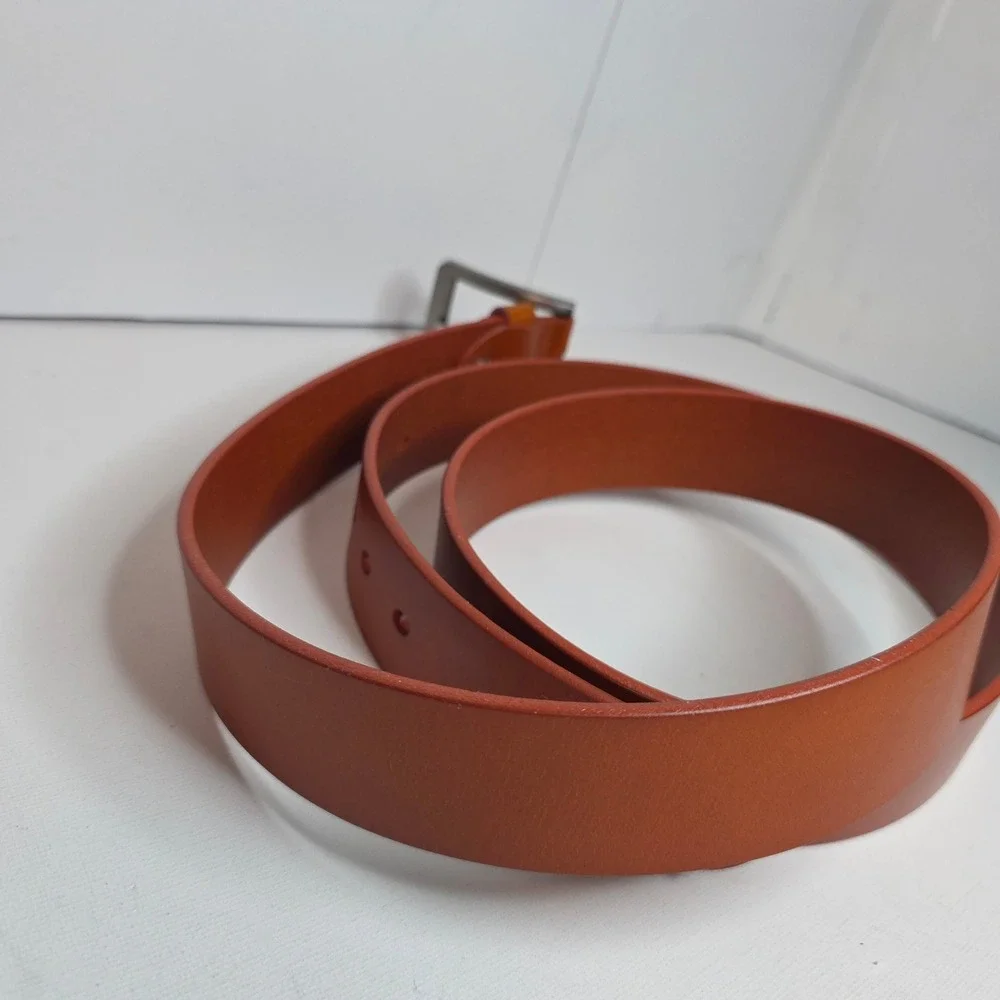 Buffway NWOT M's 52in LeatherBeltCognacBrown Buckle‎ Casual Dress Jeans Sturdy